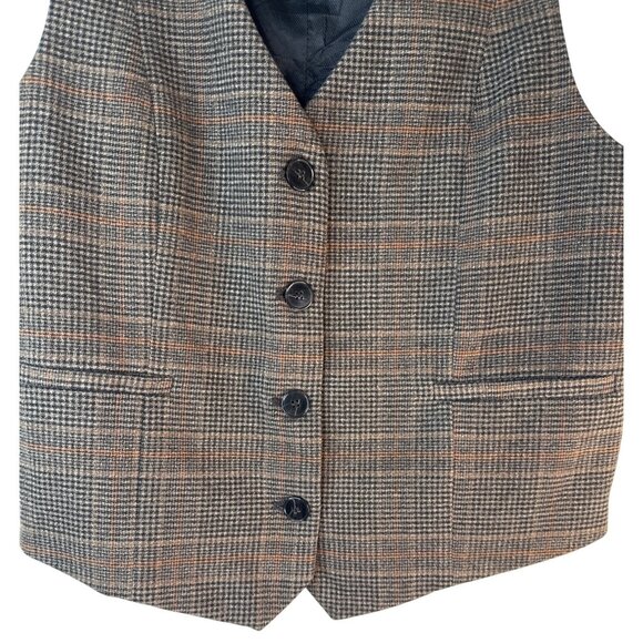 ZARA Womens XS Brown Camel Plaid Wool Blend Vest - Picture 7 of 10